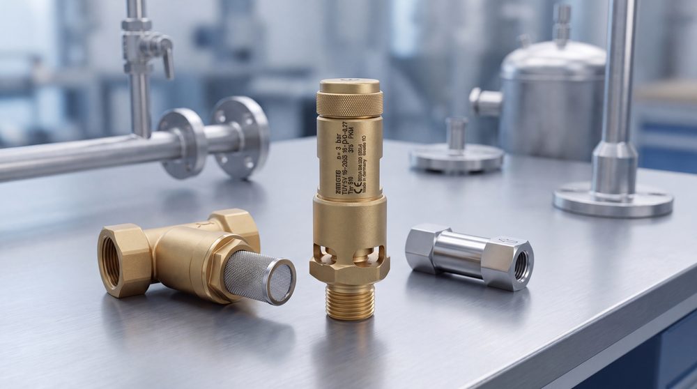 Pressure regulators, safety valves and accessories