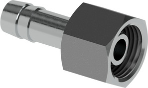 Hose nozzle for ball connection and nut Series HN76